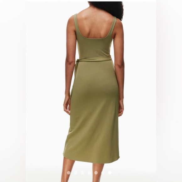 Aritzia Wilfred Olive Green Saturn Midi Dress size M - Picture 2 of 6